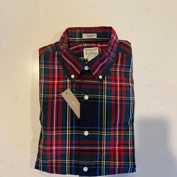 J. Crew Mens Size Small Slim Stretch Tartan Plaid Shirt- Worn Once. - Picture 3 of 3